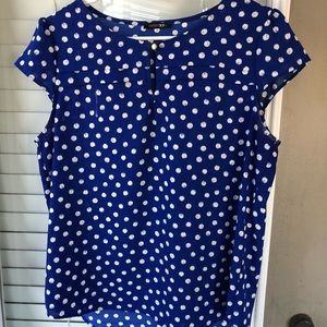 Blue and White Polka Dot Top